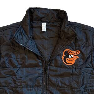 Baltimore Orioles Puffer Vest Jacket Mens Size XL Black Full Zip Lightweight MLB